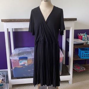 Black Faux Wrap Dress